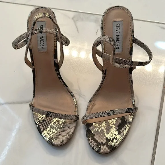 Steve Madden Heels - Size 10 - Bright Orange & Snakeskin - Picture 5 of 8